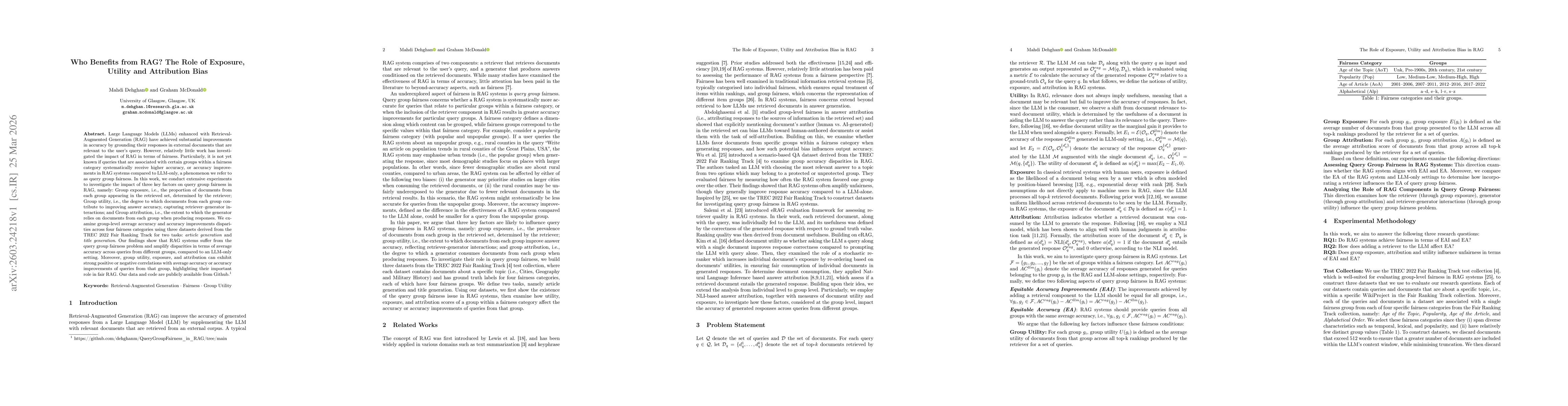 Thumbnail for Who Benefits from RAG? The Role of Exposure, Utility and Attribution Bias