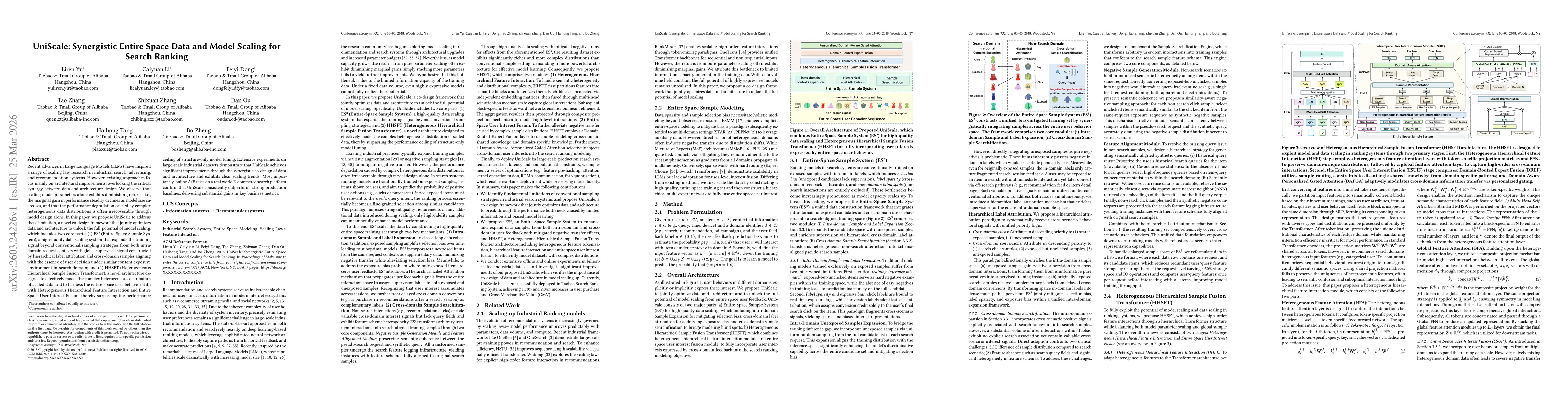 Thumbnail for UniScale: Synergistic Entire Space Data and Model Scaling for Search Ranking