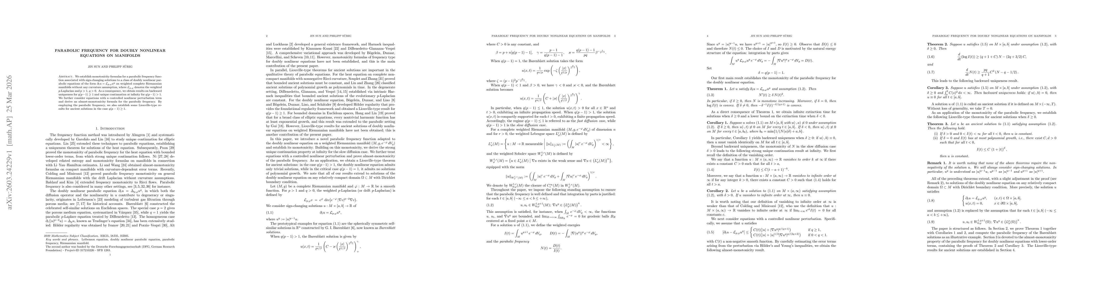 Thumbnail for Parabolic Frequency for Doubly Nonlinear Equations on Manifolds