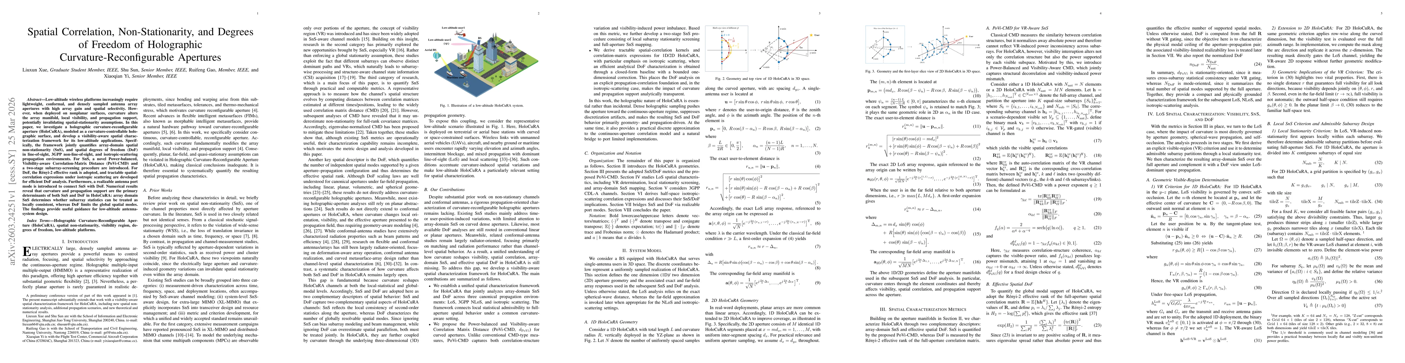 Thumbnail for Spatial Correlation, Non-Stationarity, and Degrees of Freedom of Holographic Curvature-Reconfigurable Apertures