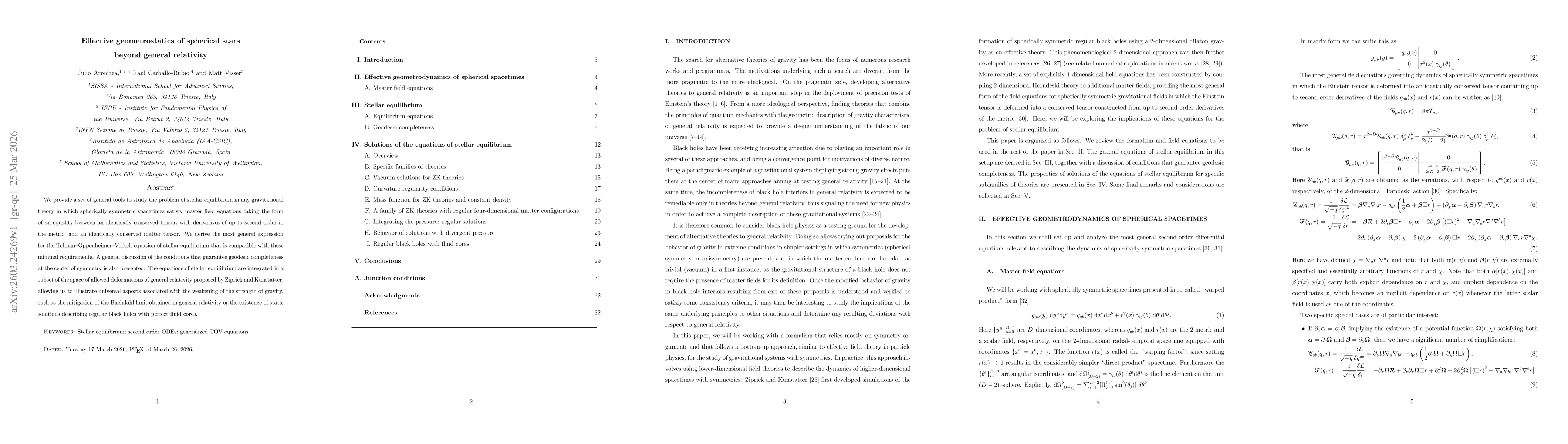 Thumbnail for Effective geometrostatics of spherical stars beyond general relativity