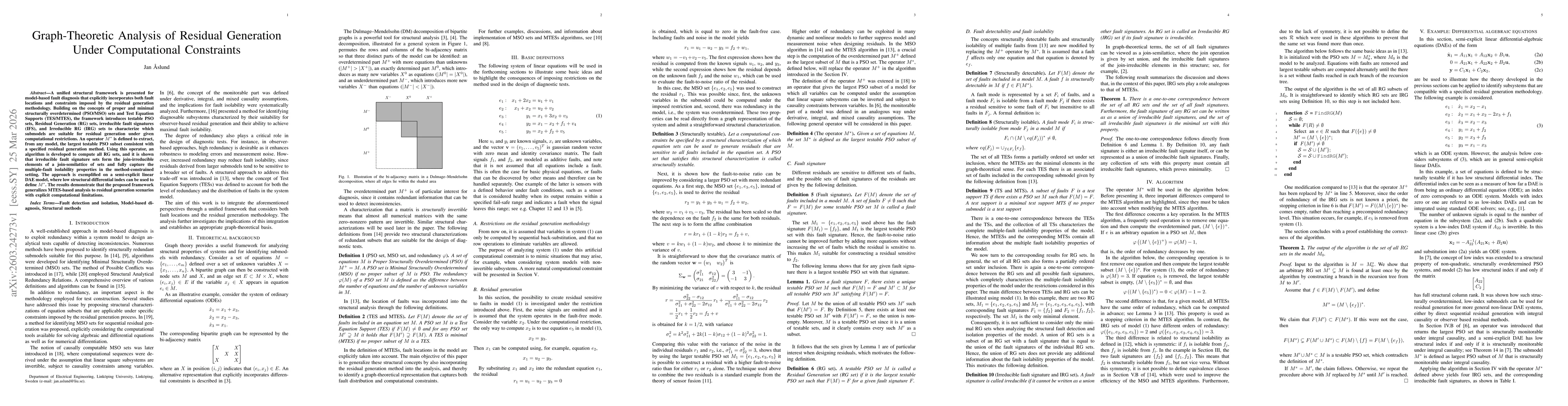 Thumbnail for Graph-Theoretic Analysis of Residual Generation Under Computational Constraints