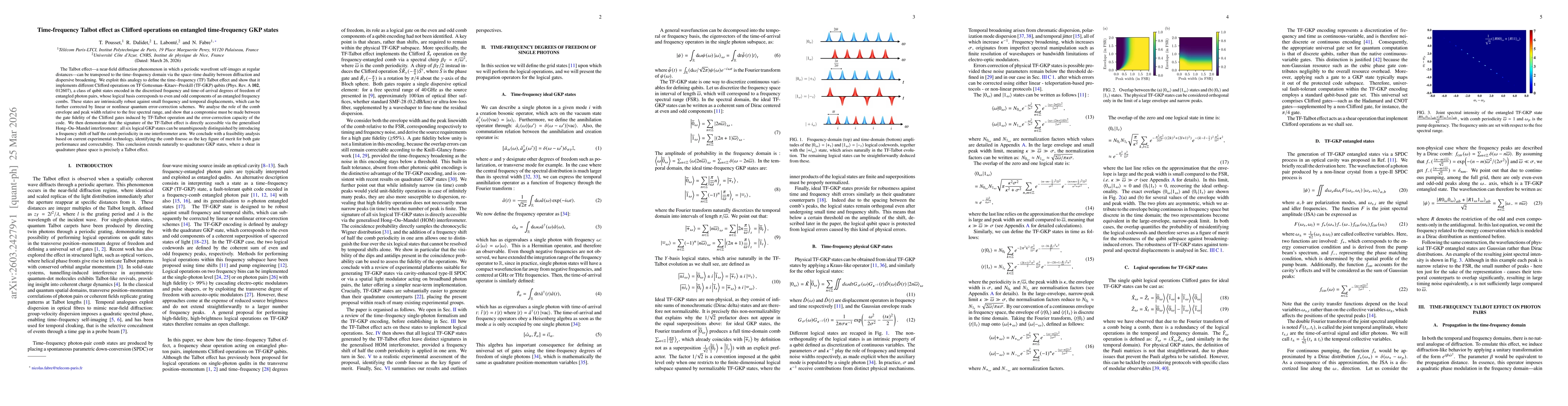 Thumbnail for Time-frequency Talbot effect as Clifford operations on entangled time-frequency GKP states