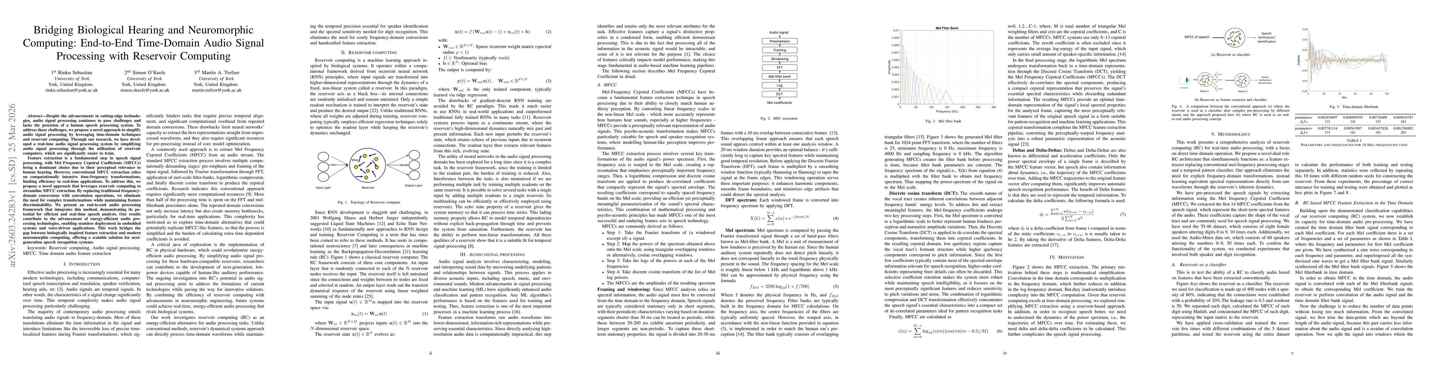 Thumbnail for Bridging Biological Hearing and Neuromorphic Computing: End-to-End Time-Domain Audio Signal Processing with Reservoir Computing