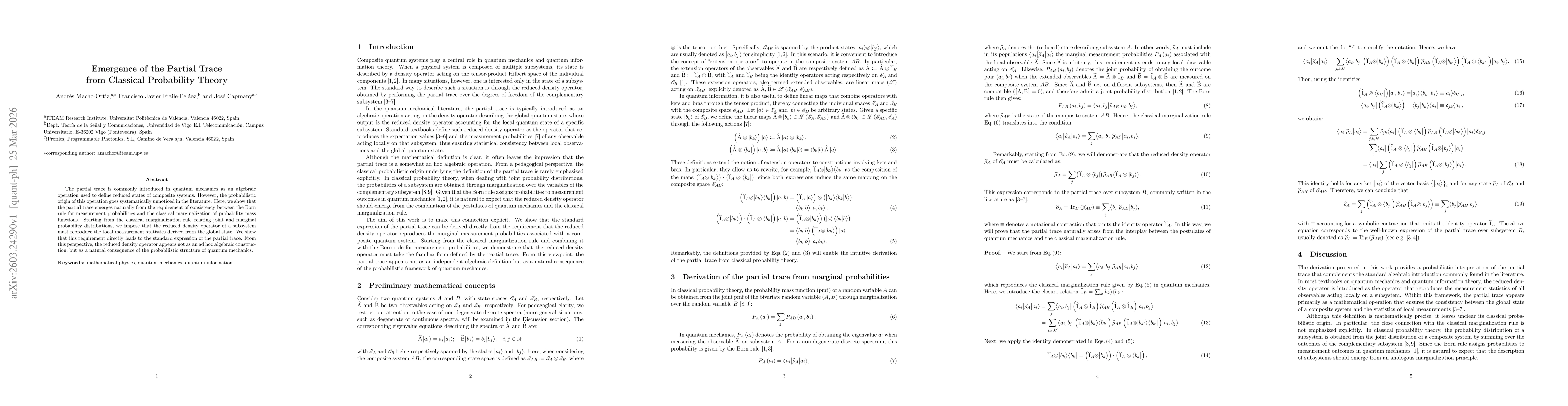Thumbnail for Emergence of the Partial Trace from Classical Probability Theory