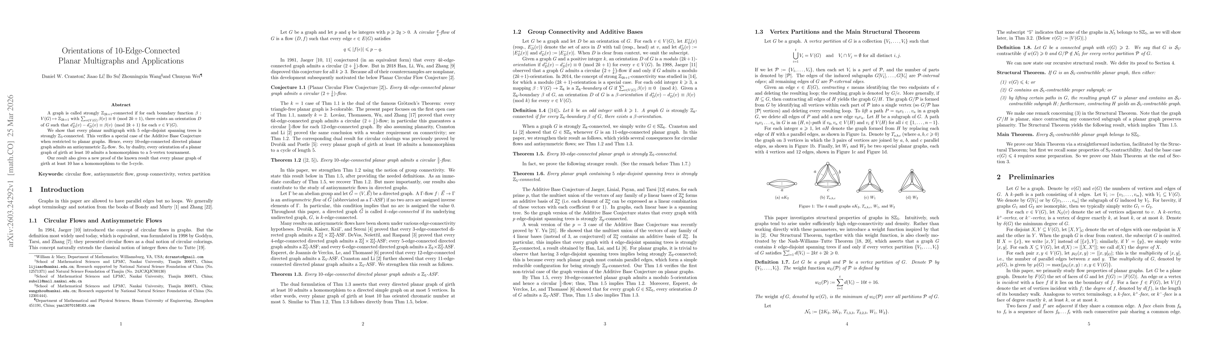Thumbnail for Orientations of $10$-Edge-Connected Planar Multigraphs and Applications