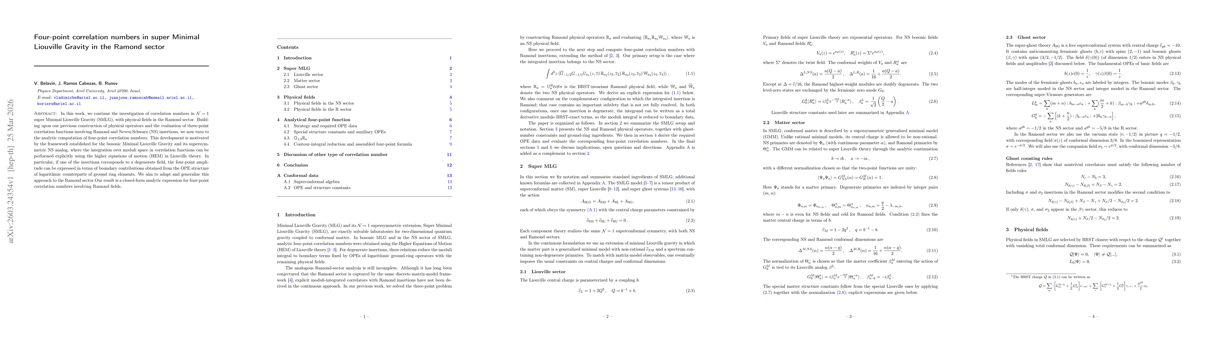 Thumbnail for Four-point correlation numbers in super Minimal Liouville Gravity in the Ramond sector