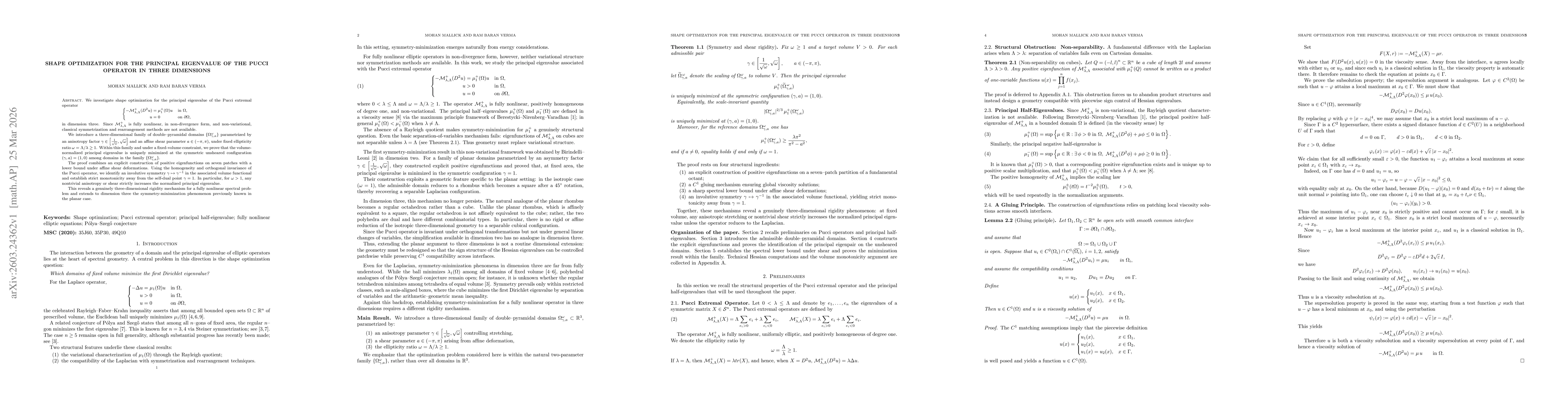 Thumbnail for Shape Optimization for the Principal Eigenvalue of the Pucci Operator in Three Dimensions
