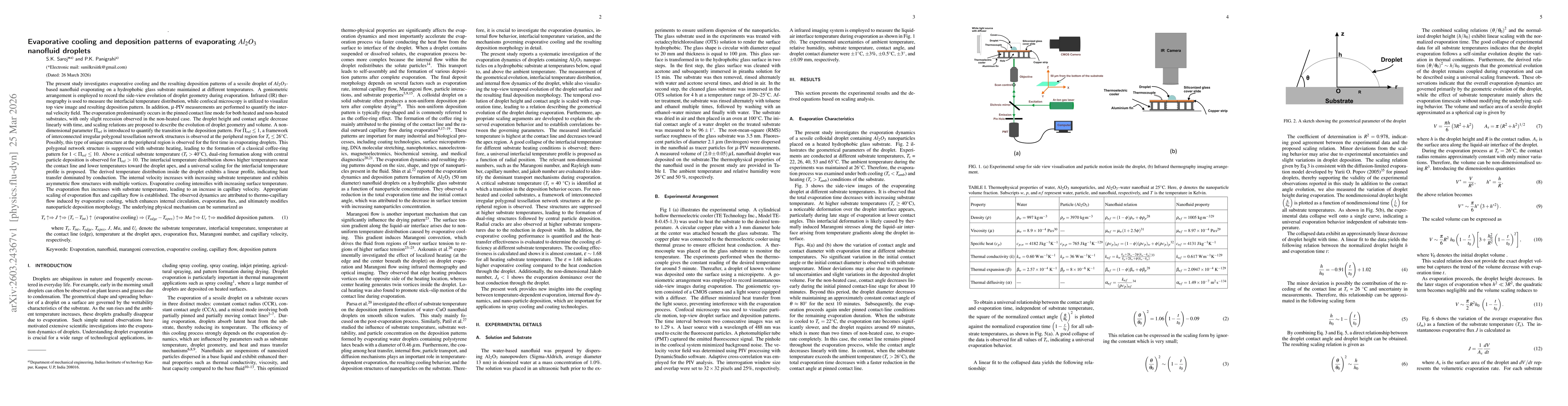 Thumbnail for Evaporative cooling and deposition patterns of evaporating $Al_2O_3$ nanofluid droplets