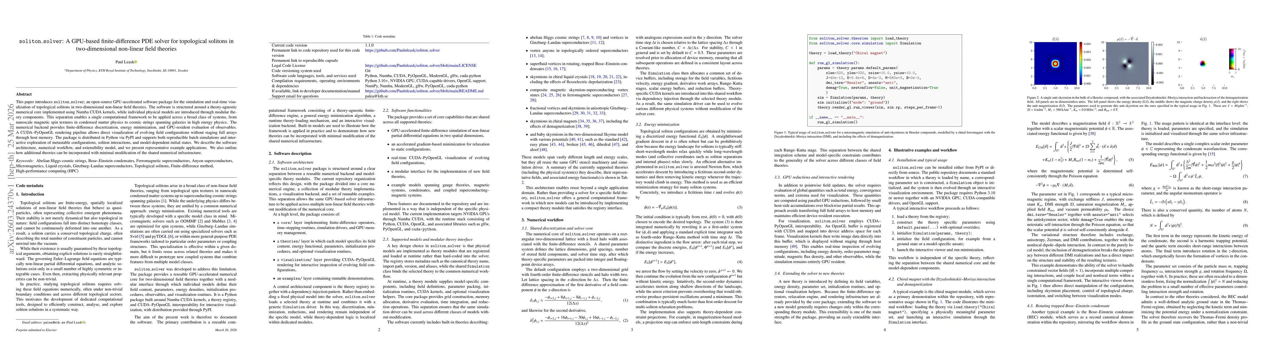 Thumbnail for soliton_solver: A GPU-based finite-difference PDE solver for topological solitons in two-dimensional non-linear field theories