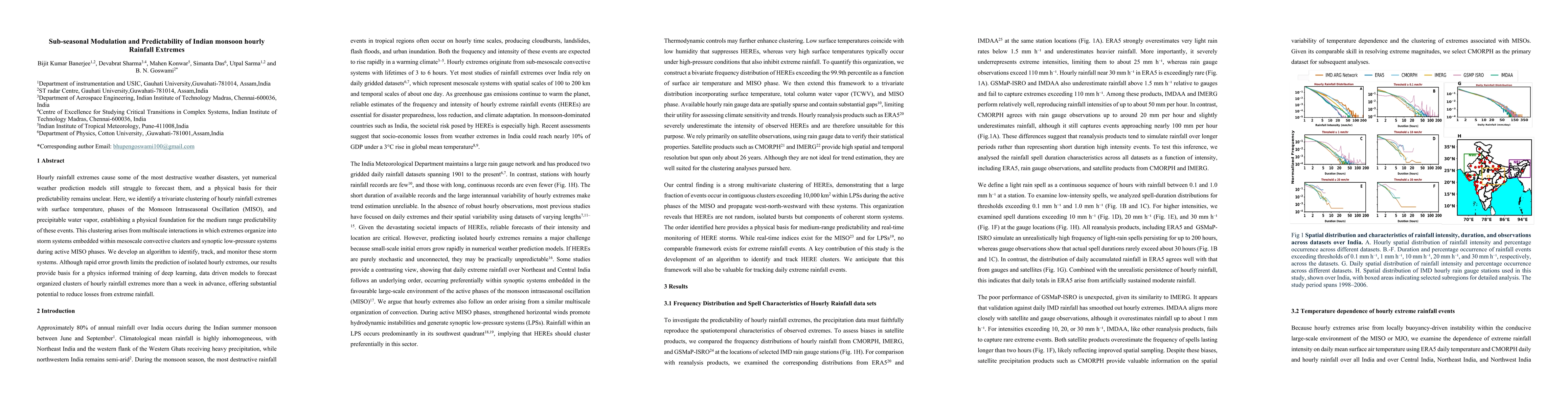 Thumbnail for Sub-seasonal Modulation and Predictability of Indian monsoon hourly Rainfall Extremes