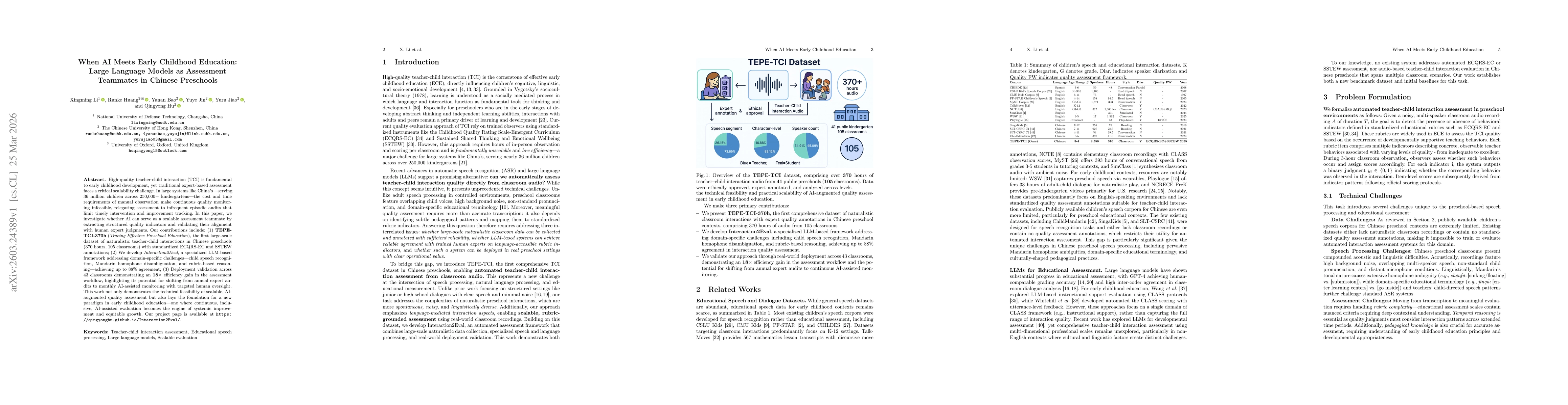 Thumbnail for When AI Meets Early Childhood Education: Large Language Models as Assessment Teammates in Chinese Preschools