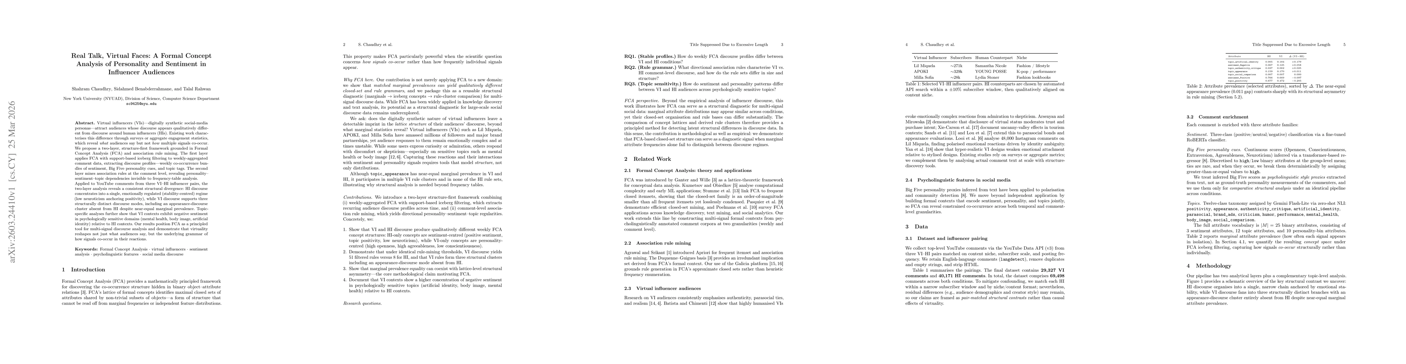 Thumbnail for Real Talk, Virtual Faces: A Formal Concept Analysis of Personality and Sentiment in Influencer Audiences