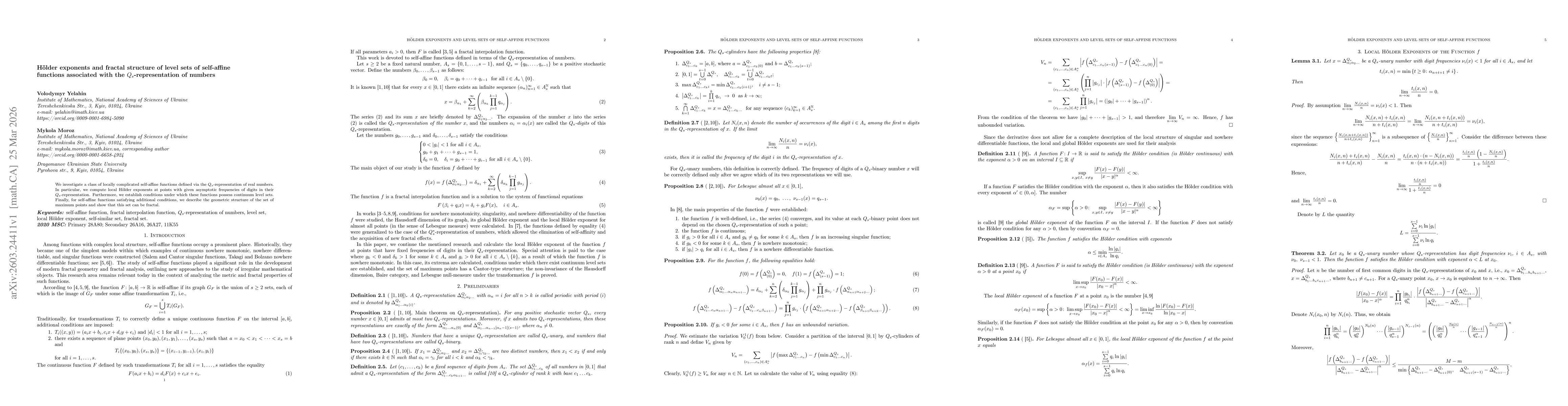 Thumbnail for Hölder exponents and fractal structure of level sets of self-affine functions associated with the $Q_s$-representation of numbers