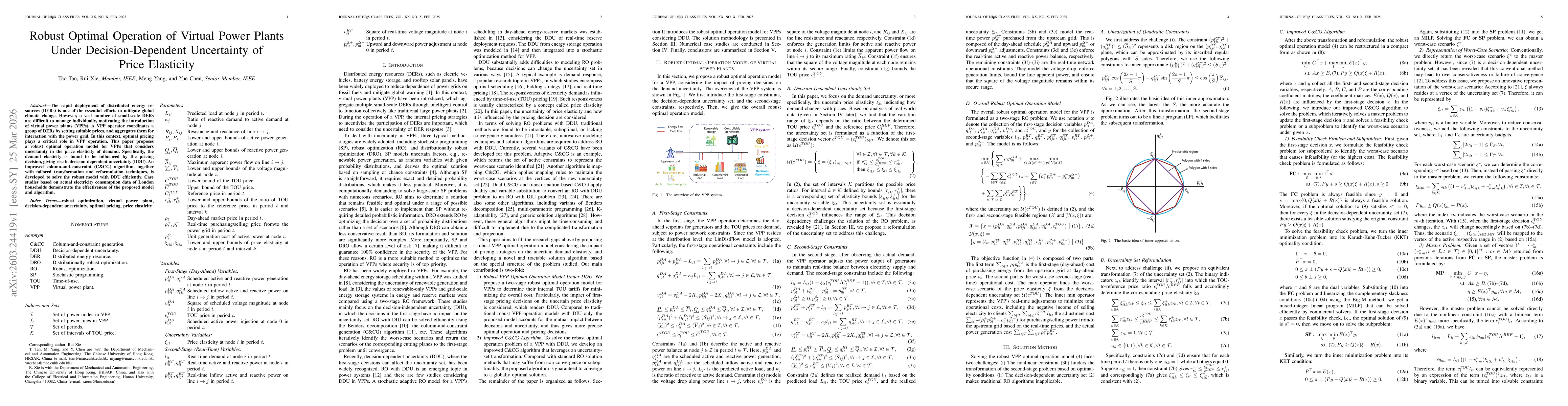 Thumbnail for Robust Optimal Operation of Virtual Power Plants Under Decision-Dependent Uncertainty of Price Elasticity