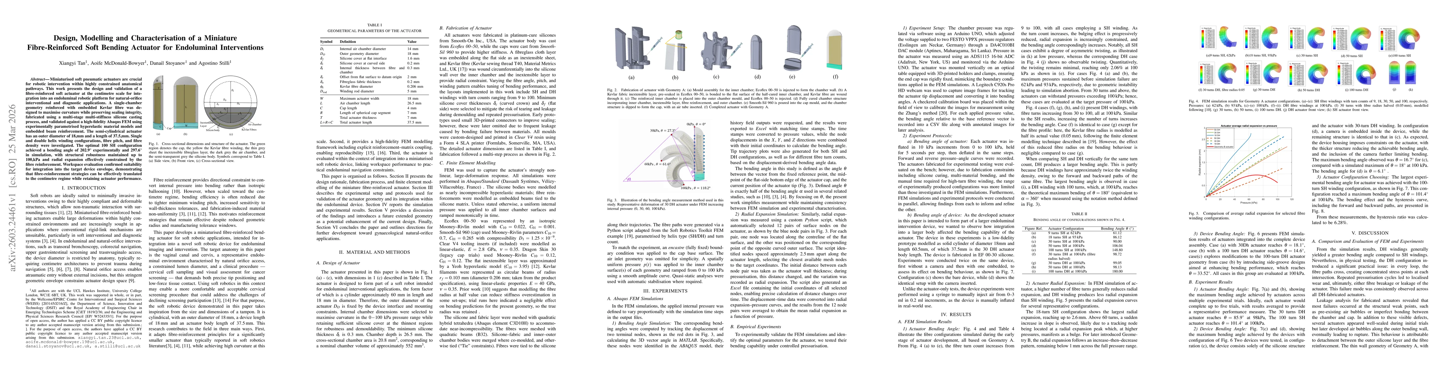 Thumbnail for Design, Modelling and Characterisation of a Miniature Fibre-Reinforced Soft Bending Actuator for Endoluminal Interventions