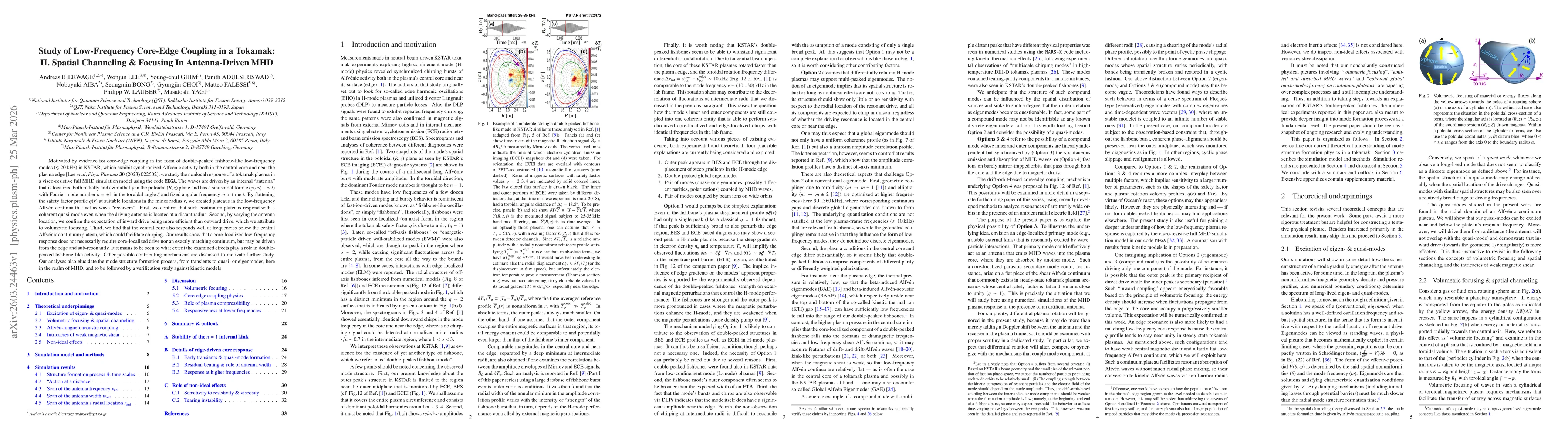 Thumbnail for Study of Low-Frequency Core-Edge Coupling in a Tokamak: II. Spatial Channeling & Focusing In Antenna-Driven MHD
