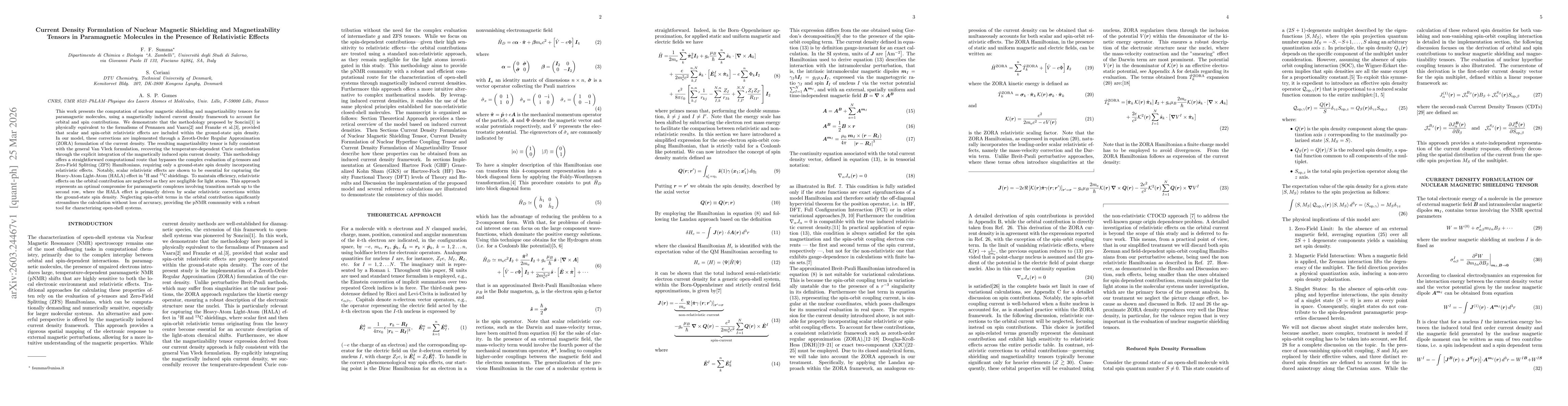 Thumbnail for Current Density Formulation of Nuclear Magnetic Shielding and Magnetizability Tensors in Paramagnetic Molecules in the Presence of Relativistic Effects