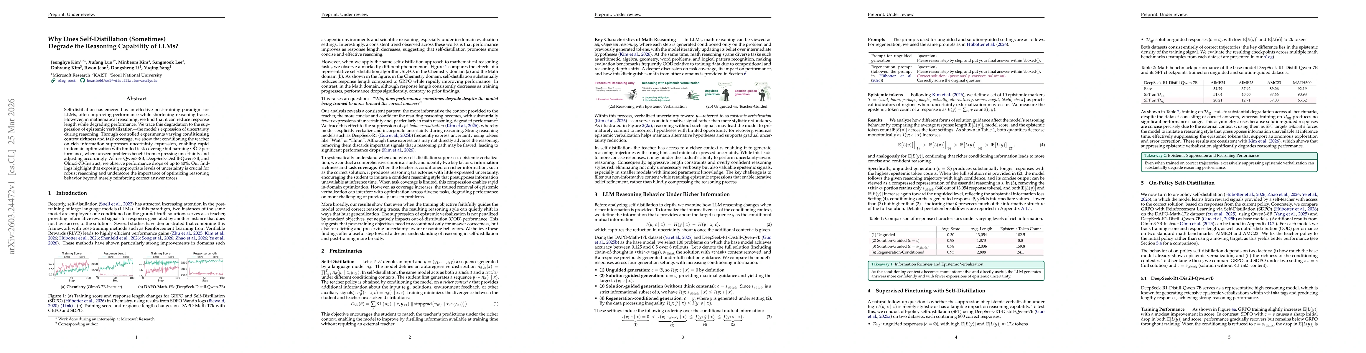 Thumbnail for Why Does Self-Distillation (Sometimes) Degrade the Reasoning Capability of LLMs?