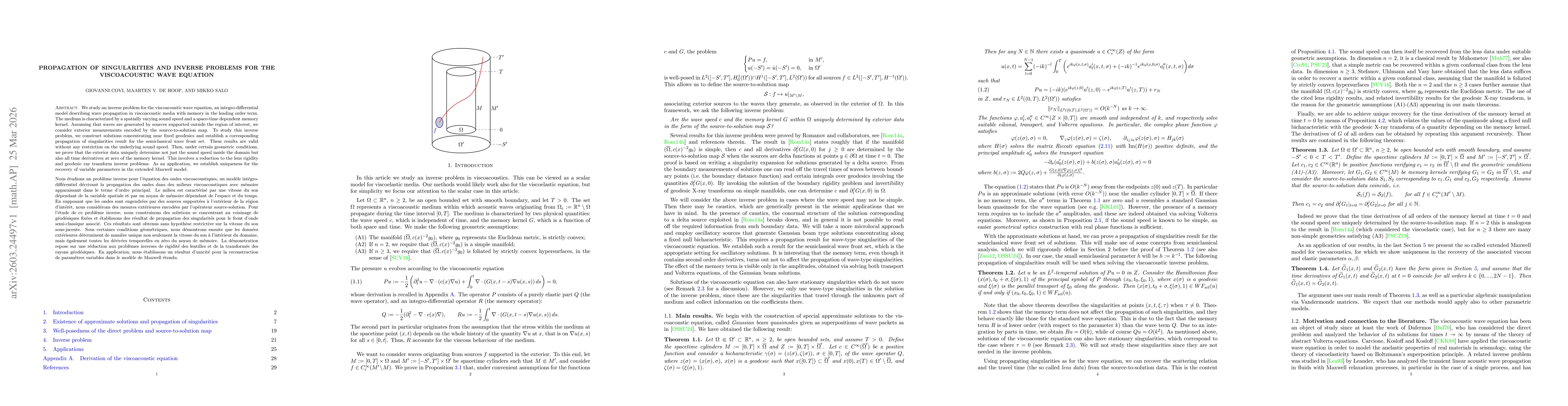 Thumbnail for Propagation of singularities and inverse problems for the viscoacoustic wave equation