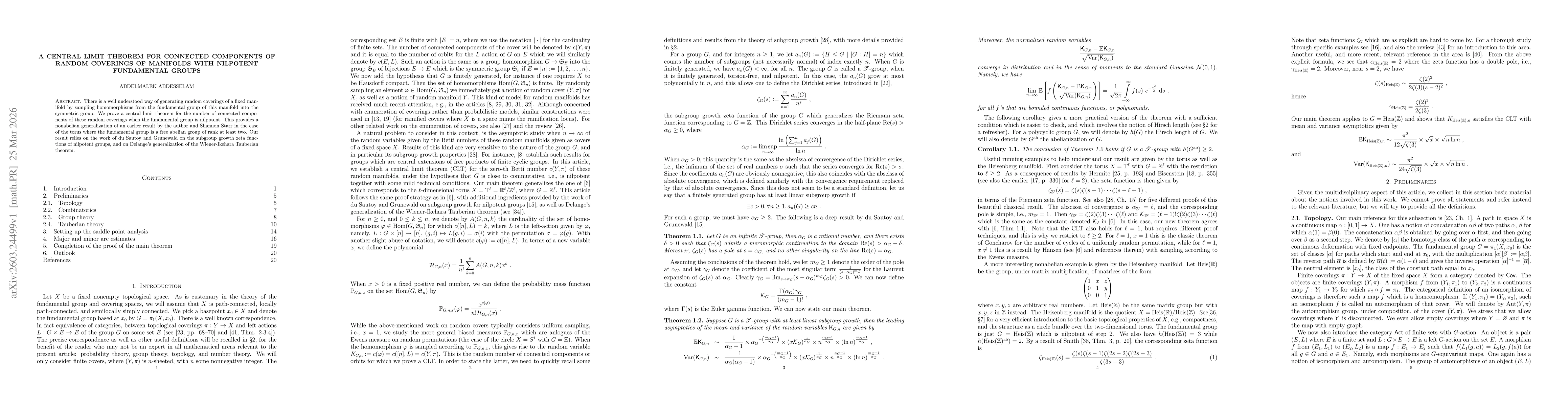 Thumbnail for A central limit theorem for connected components of random coverings of manifolds with nilpotent fundamental groups