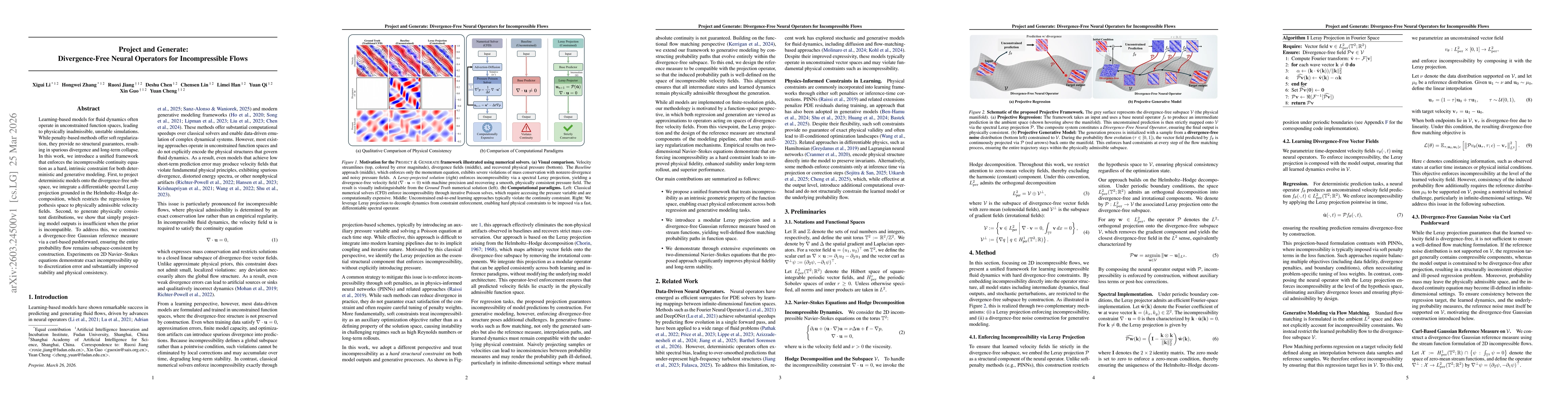 Thumbnail for Project and Generate: Divergence-Free Neural Operators for Incompressible Flows