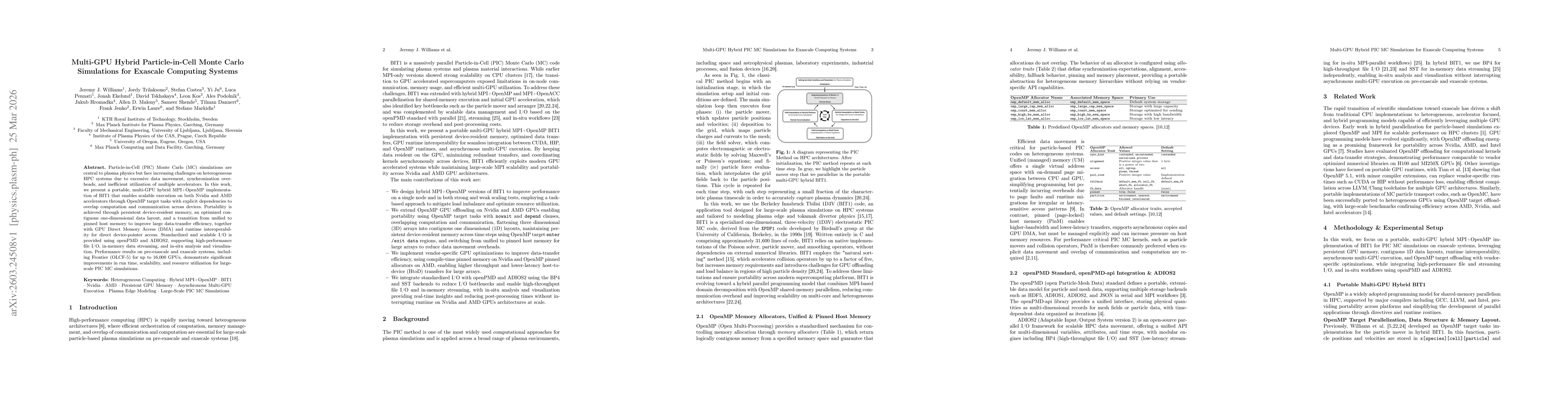 Thumbnail for Multi-GPU Hybrid Particle-in-Cell Monte Carlo Simulations for Exascale Computing Systems