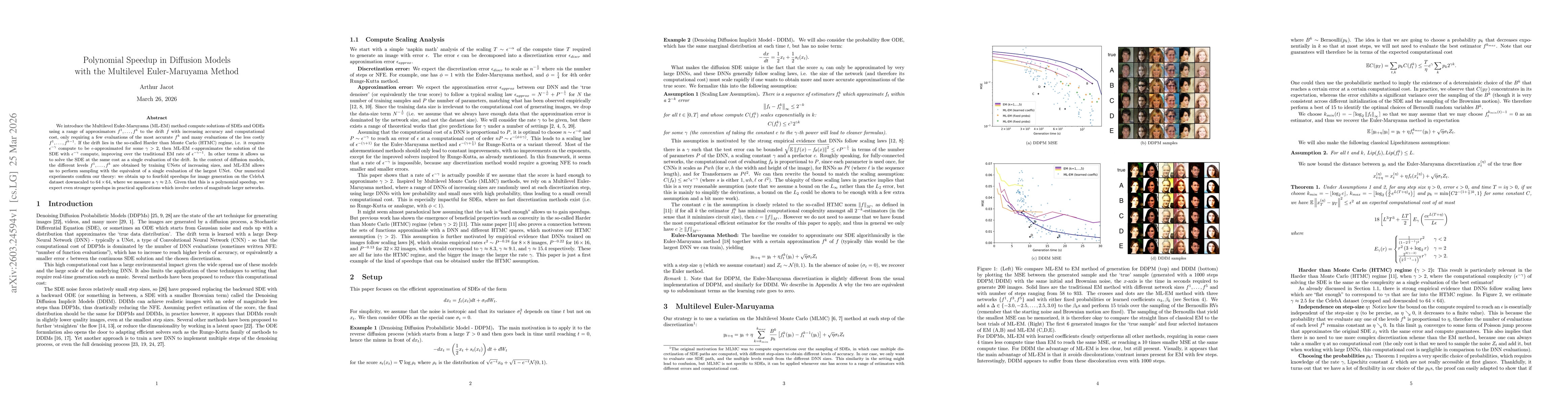 Thumbnail for Polynomial Speedup in Diffusion Models with the Multilevel Euler-Maruyama Method