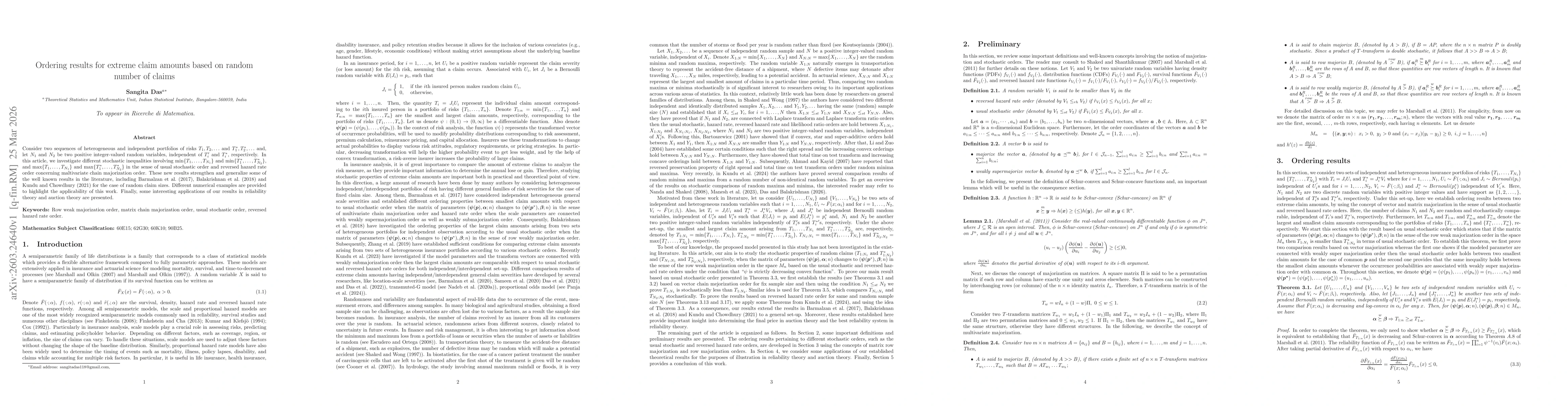 Thumbnail for Ordering results for extreme claim amounts based on random number of claims