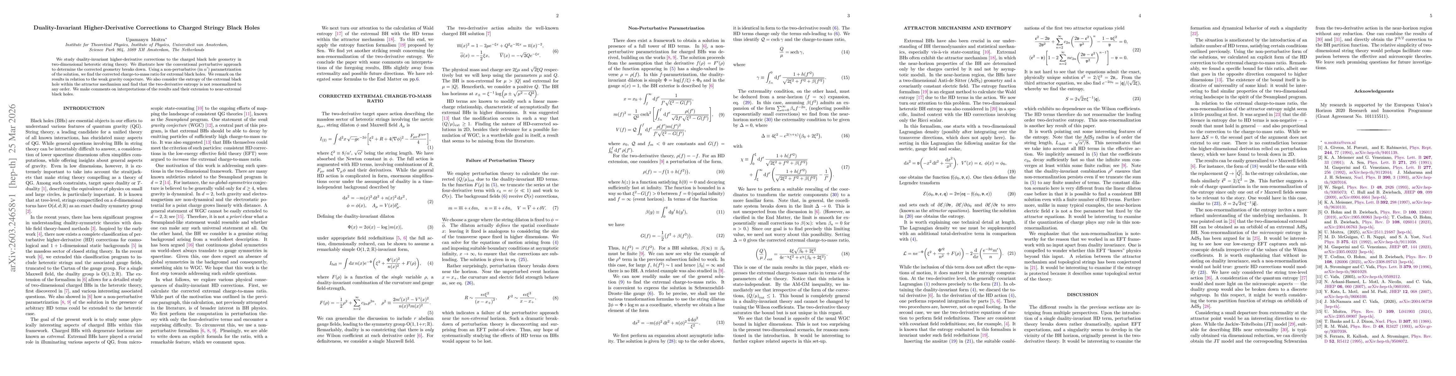 Thumbnail for Duality-Invariant Higher-Derivative Corrections to Charged Stringy Black Holes