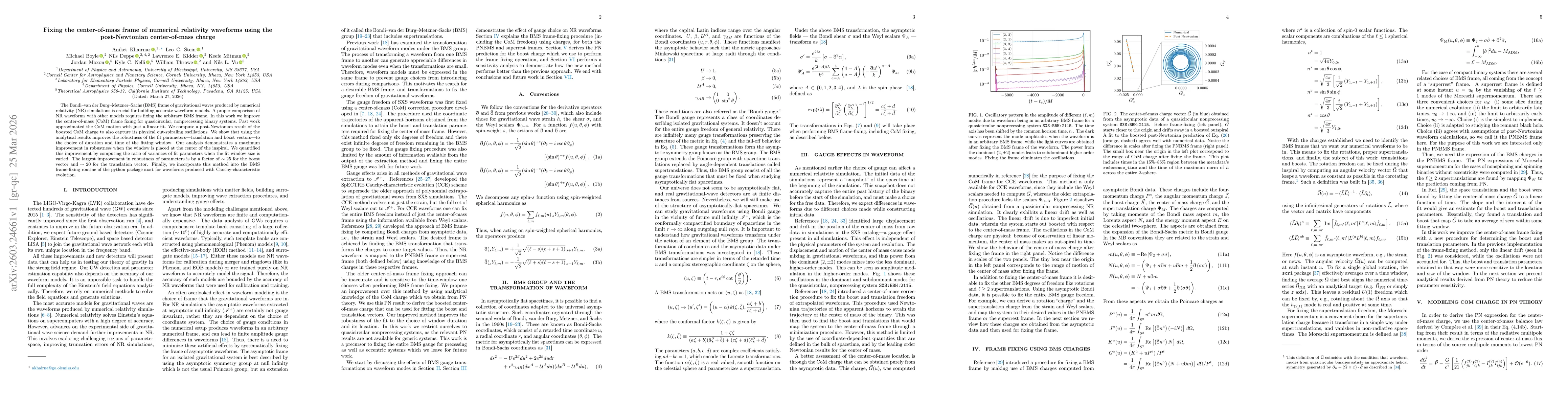Thumbnail for Fixing the center-of-mass frame of numerical relativity waveforms using the post-Newtonian center-of-mass charge