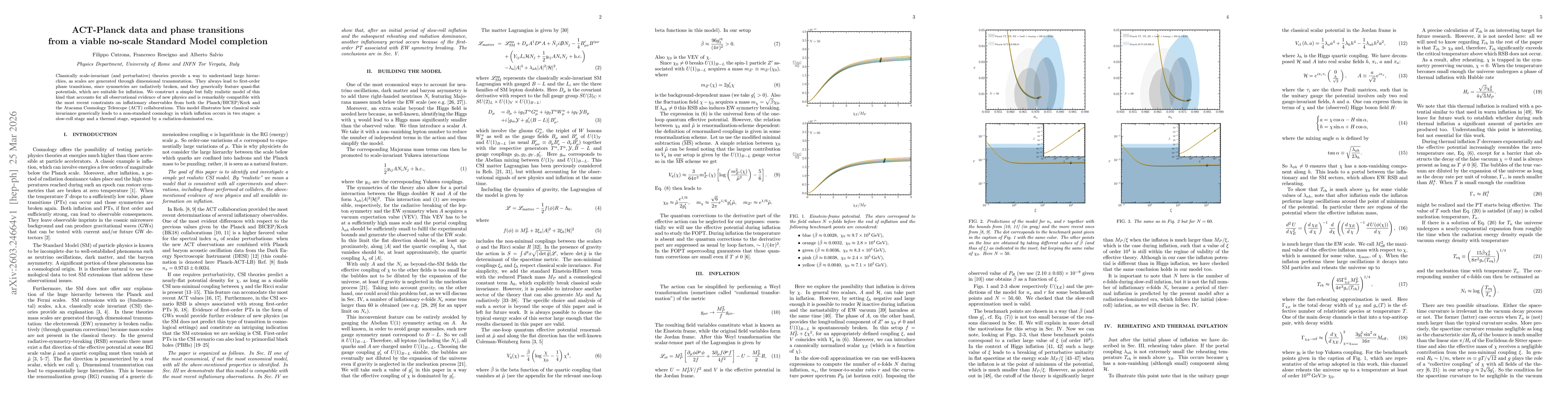 Thumbnail for ACT-Planck data and phase transitions from a viable no-scale Standard Model completion