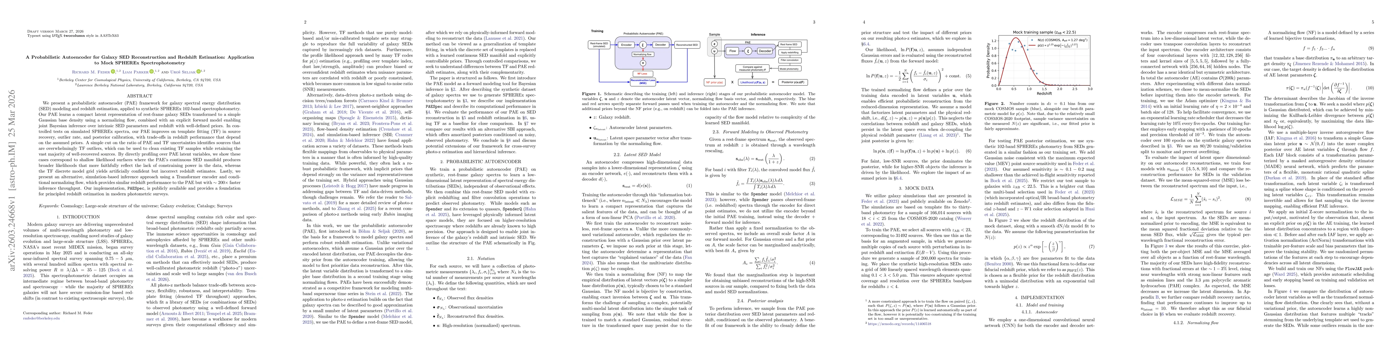 Thumbnail for A Probabilistic Autoencoder for Galaxy SED Reconstruction and Redshift Estimation: Application to Mock SPHEREx Spectrophotometry