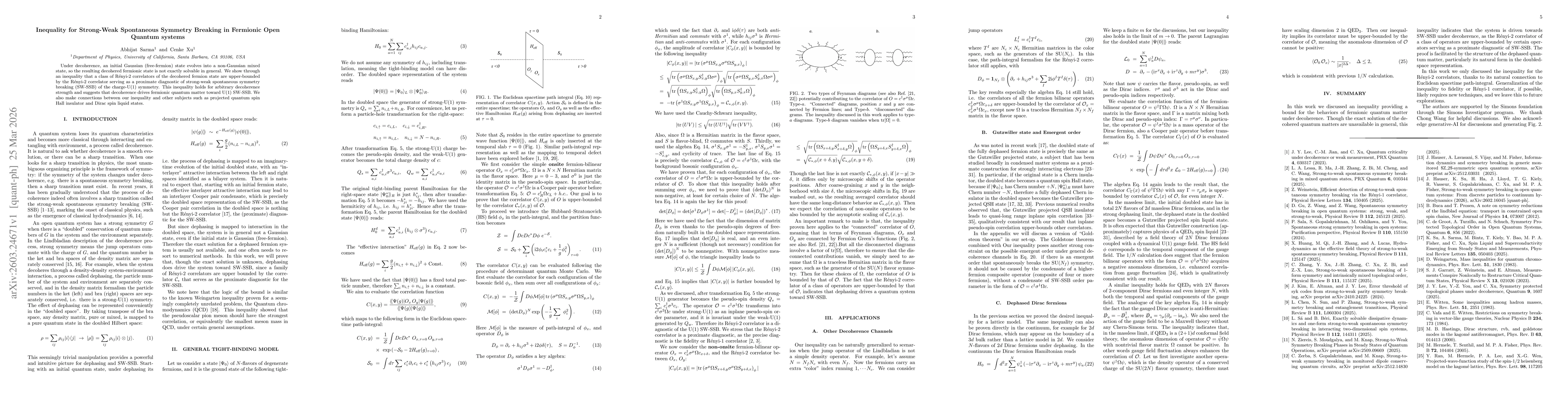 Thumbnail for Inequality for Strong-Weak Spontaneous Symmetry Breaking in Fermionic Open Quantum systems