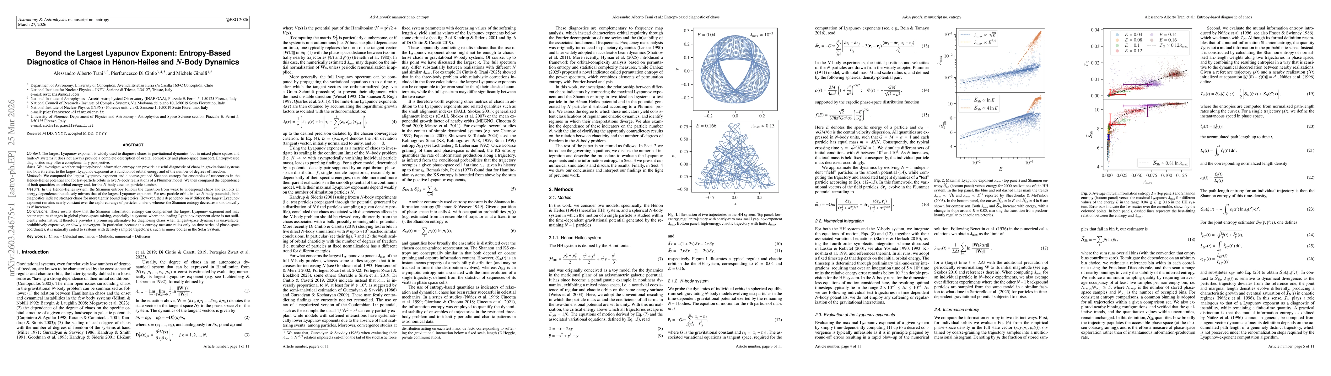 Thumbnail for Beyond the Largest Lyapunov Exponent: Entropy-Based Diagnostics of Chaos in Henon-Heiles and N-Body Dynamics