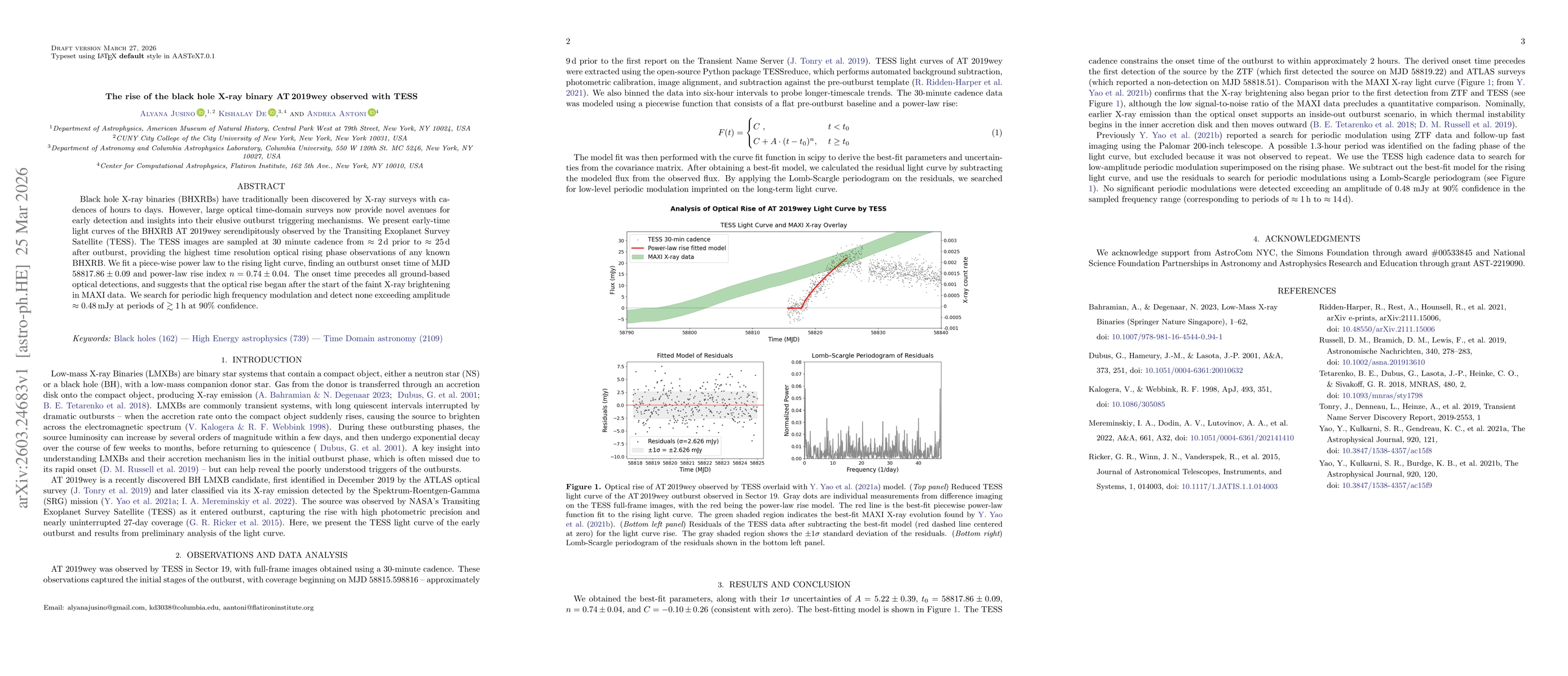Thumbnail for The rise of the black hole X-ray binary AT2019wey observed with TESS