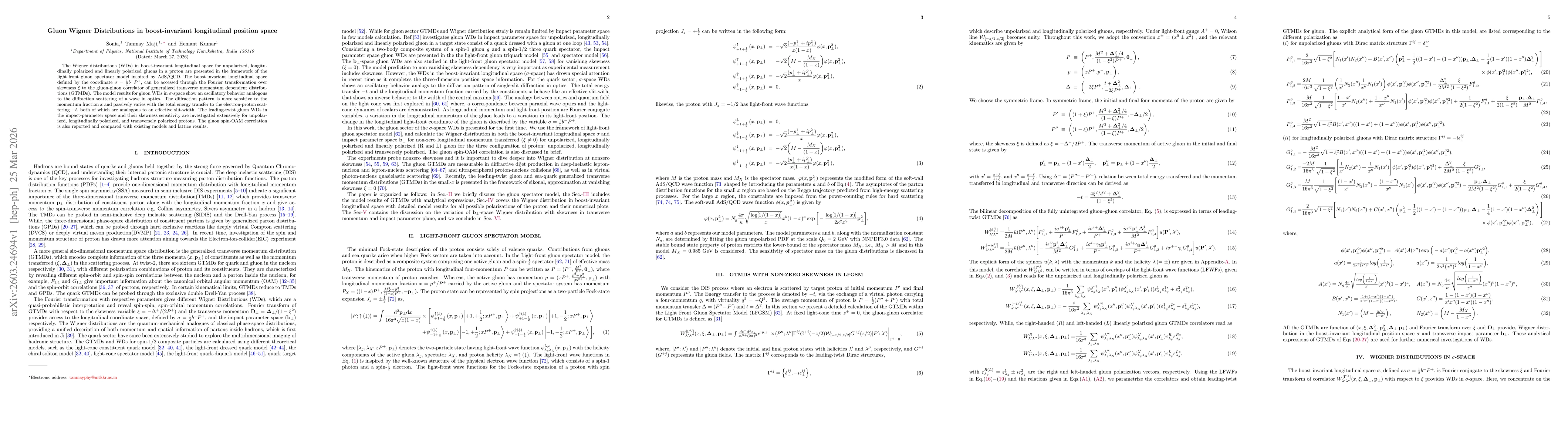 Thumbnail for Gluon Wigner Distributions in boost-invariant longitudinal position space