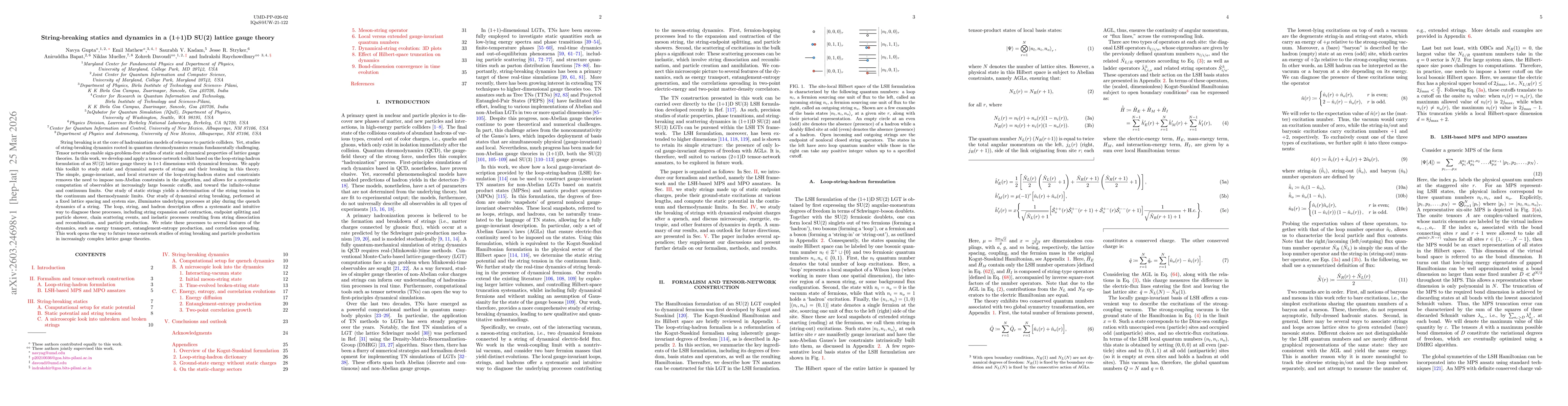 Thumbnail for String-breaking statics and dynamics in a (1+1)D SU(2) lattice gauge theory