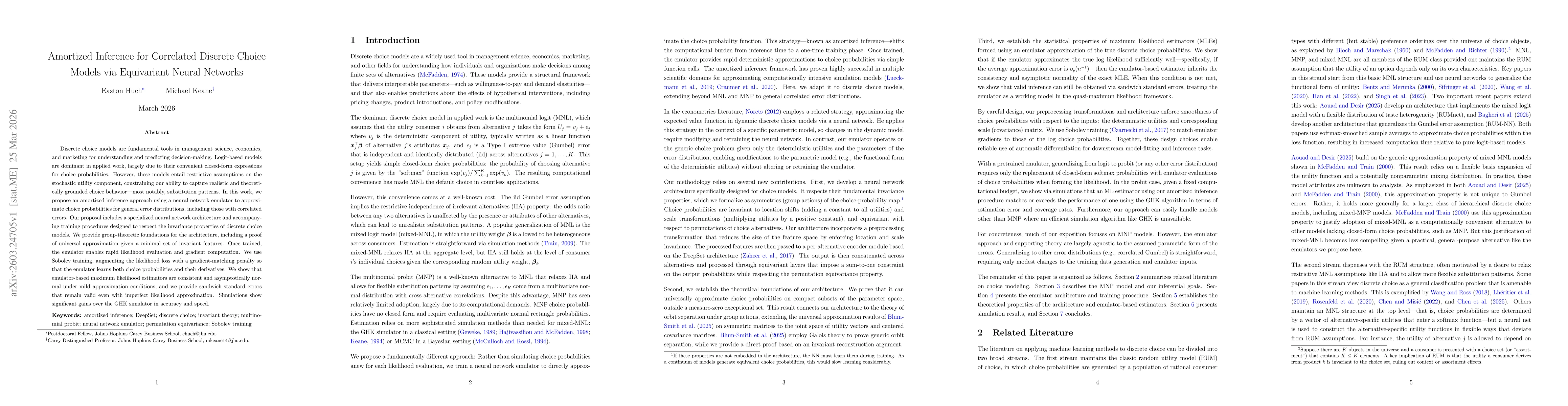 Thumbnail for Amortized Inference for Correlated Discrete Choice Models via Equivariant Neural Networks