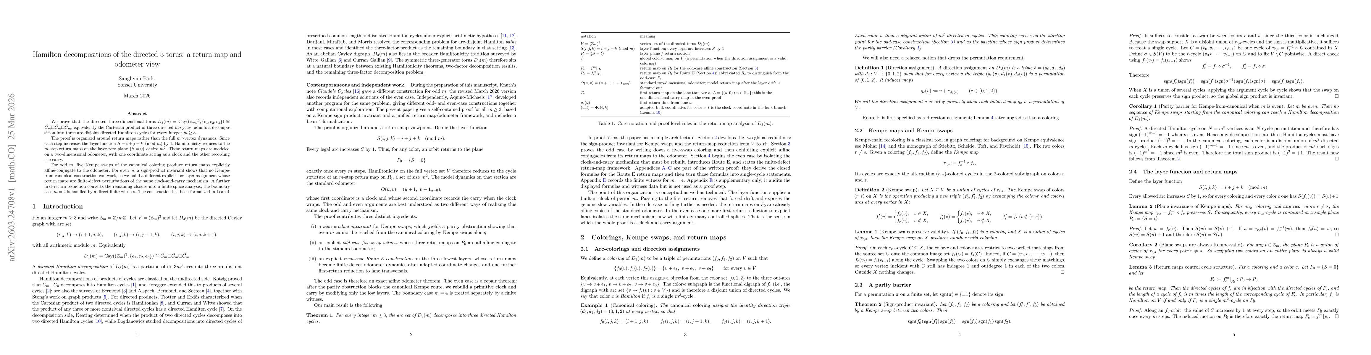 Thumbnail for Hamilton decompositions of the directed 3-torus: a return-map and odometer view
