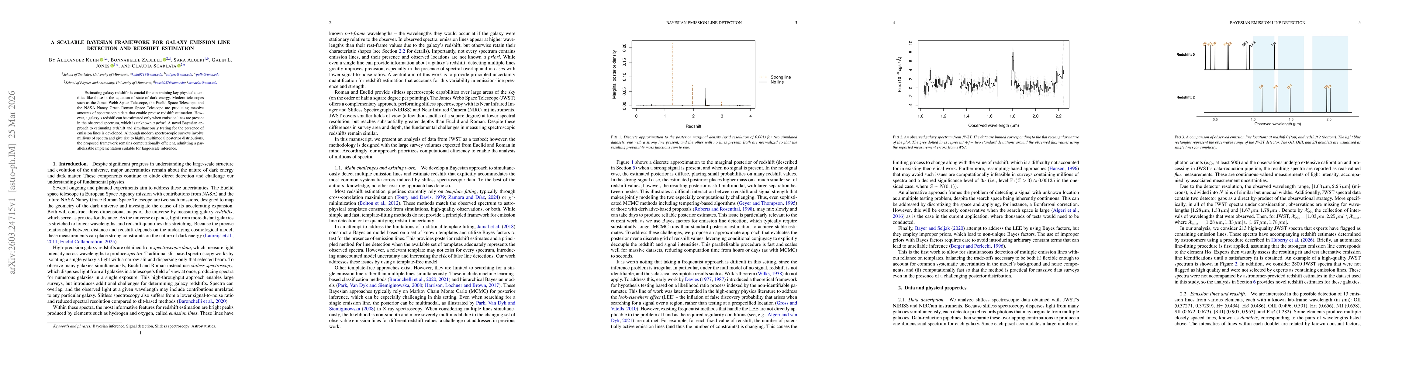 Thumbnail for A scalable Bayesian framework for galaxy emission line detection and redshift estimation