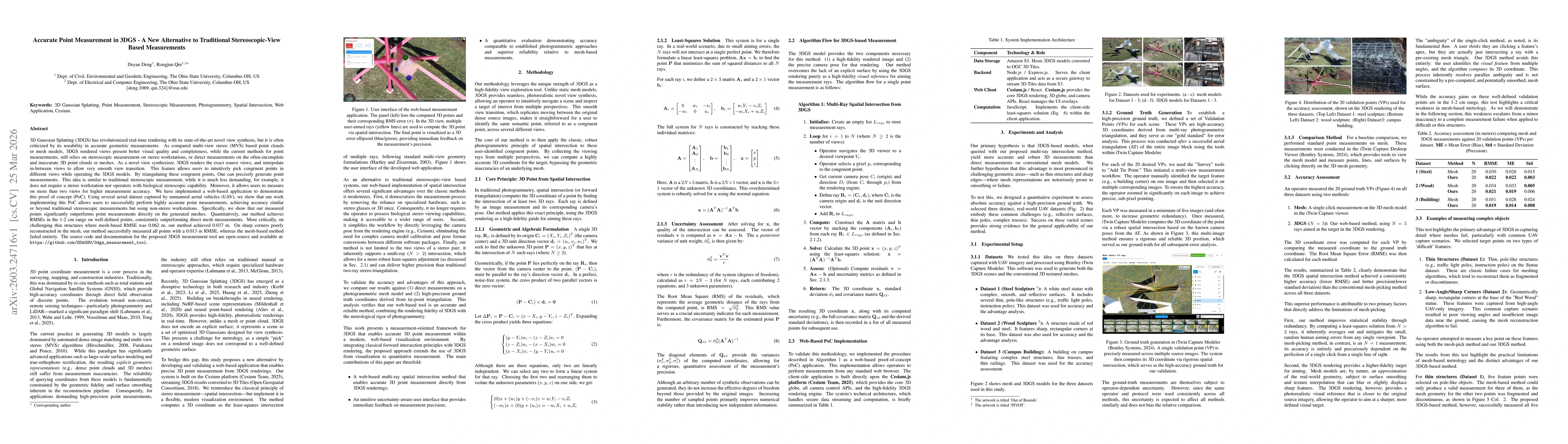 Thumbnail for Accurate Point Measurement in 3DGS -- A New Alternative to Traditional Stereoscopic-View Based Measurements