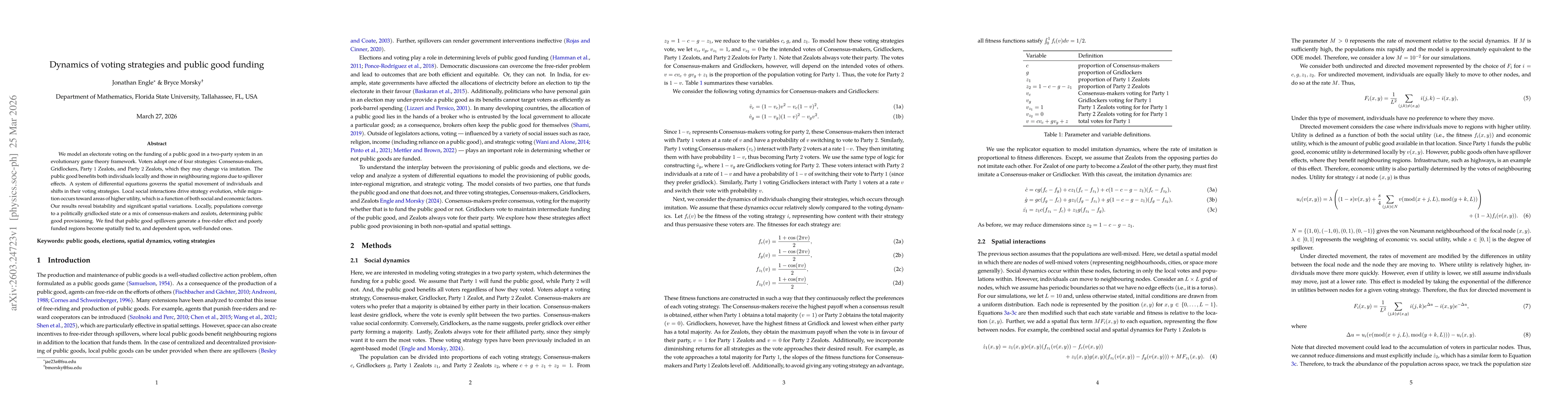 Thumbnail for Dynamics of voting strategies and public good funding