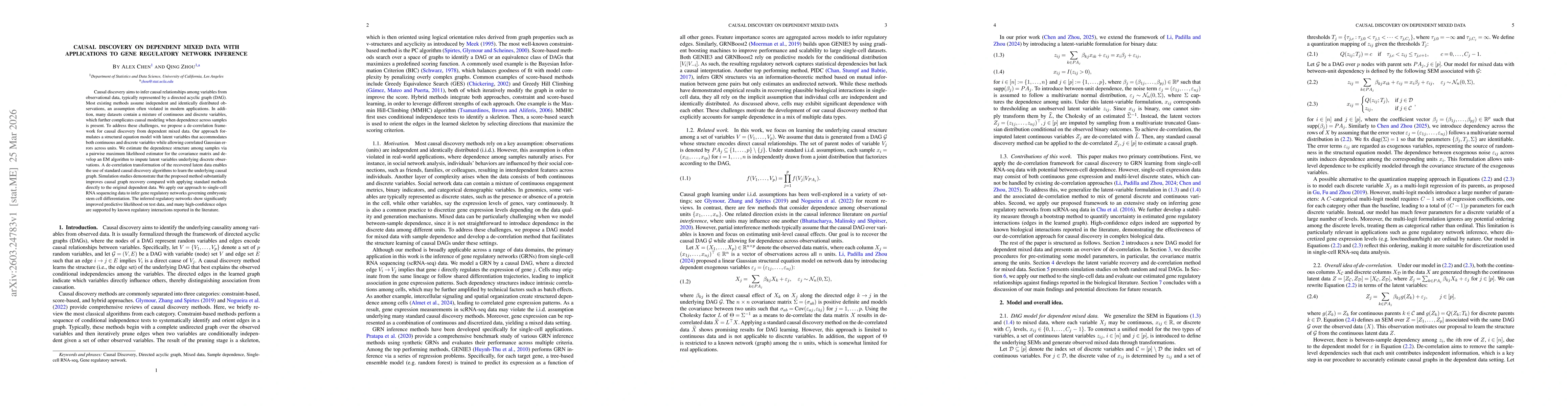 Thumbnail for Causal Discovery on Dependent Mixed Data with Applications to Gene Regulatory Network Inference