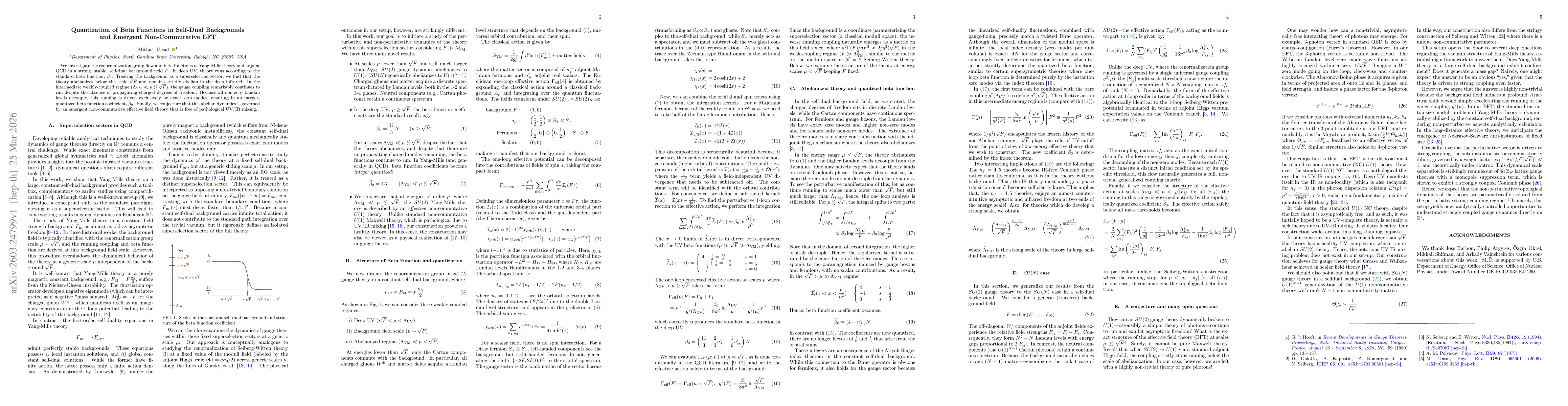 Thumbnail for Quantization of Beta Functions in Self-Dual Backgrounds and Emergent Non-Commutative EFT