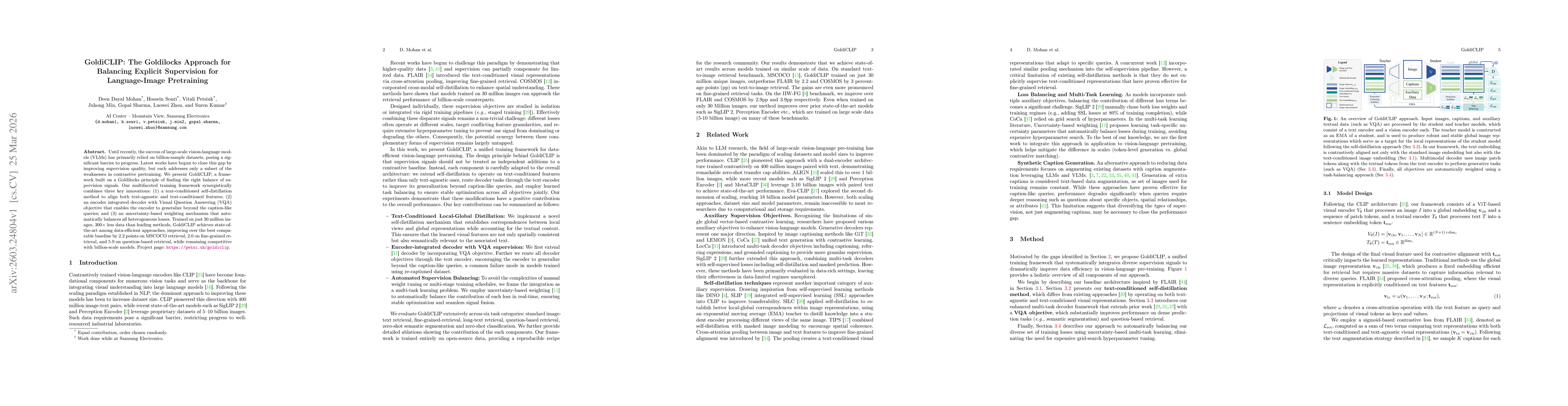 Thumbnail for GoldiCLIP: The Goldilocks Approach for Balancing Explicit Supervision for Language-Image Pretraining