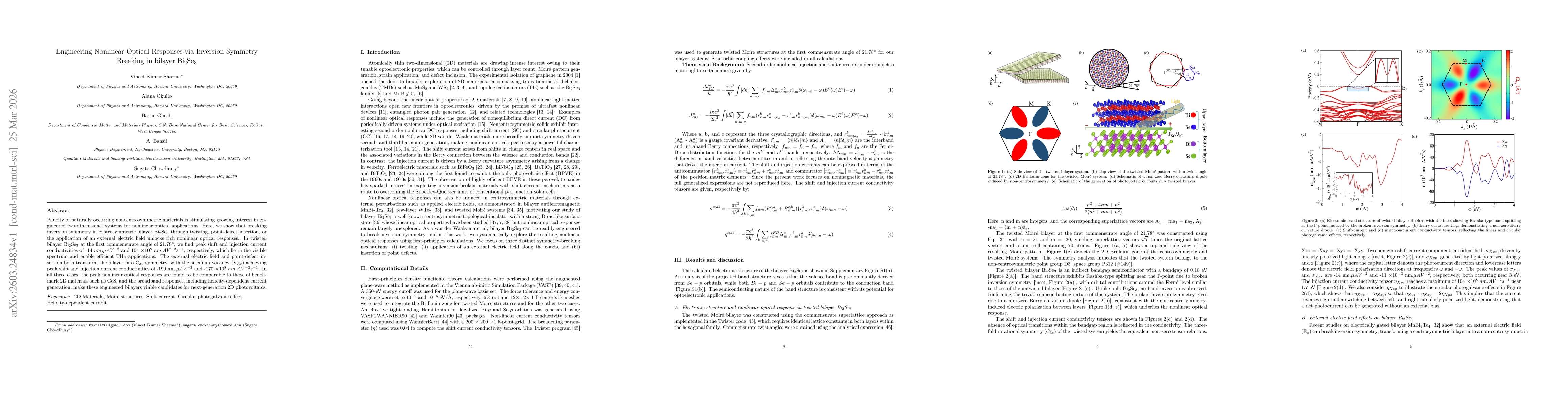 Thumbnail for Engineering Nonlinear Optical Responses via Inversion Symmetry Breaking in Bilayer Bi2Se3
