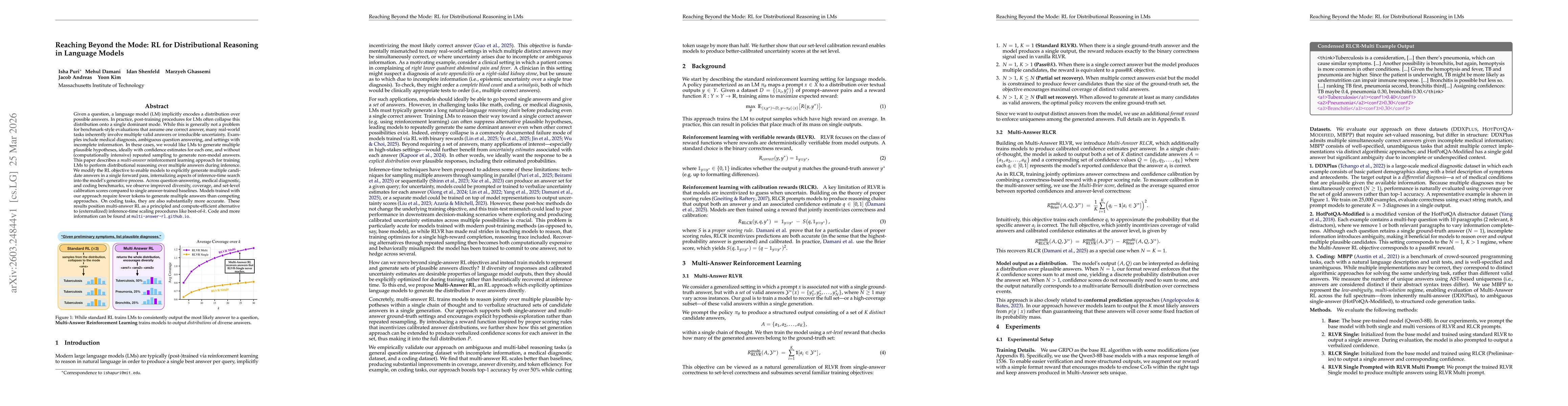 Thumbnail for Reaching Beyond the Mode: RL for Distributional Reasoning in Language Models