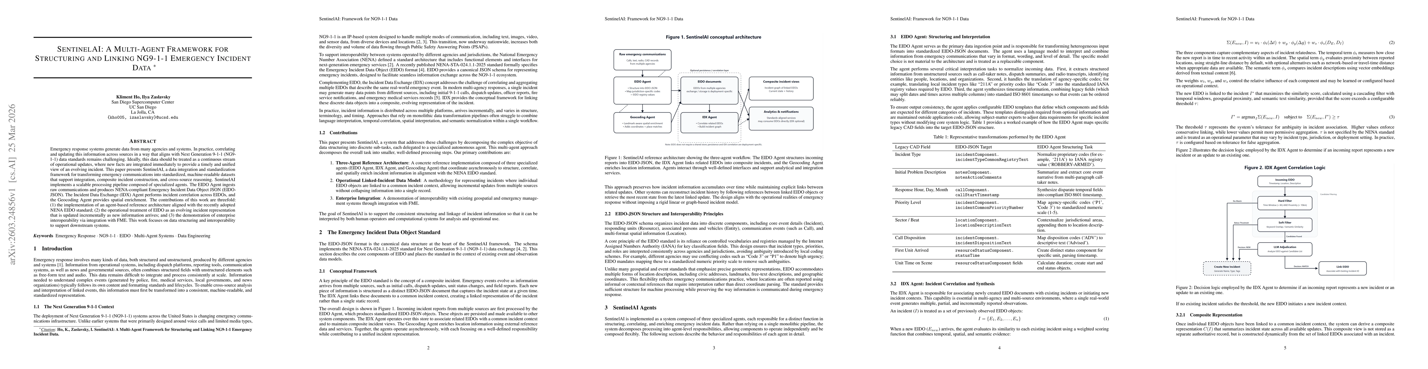 Thumbnail for SentinelAI: A Multi-Agent Framework for Structuring and Linking NG9-1-1 Emergency Incident Data