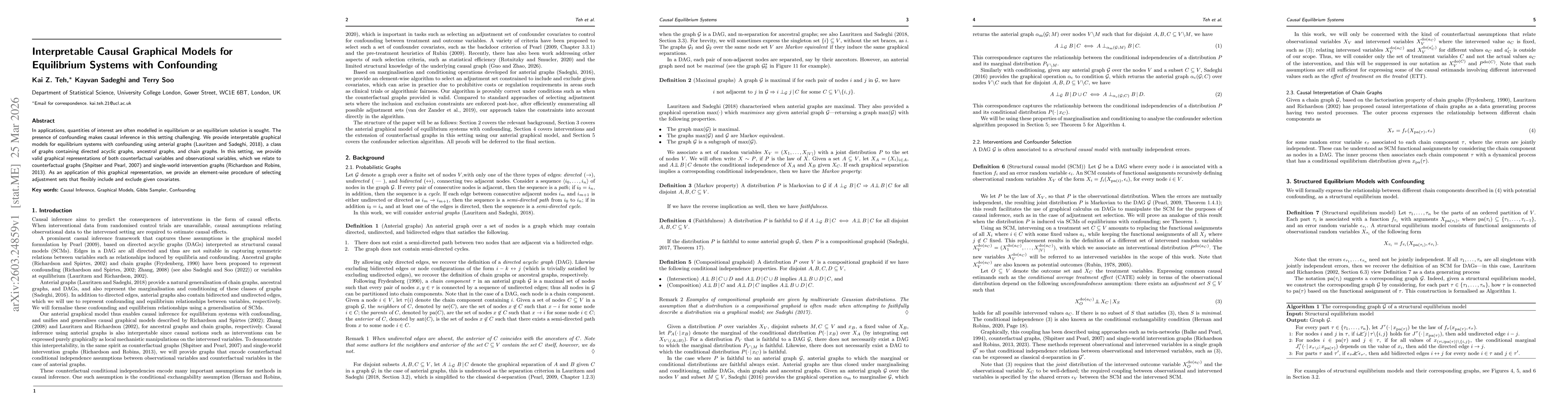 Thumbnail for Interpretable Causal Graphical Models for Equilibrium Systems with Confounding